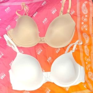 Two VS Pink Wear Everywhere Demi Bras
